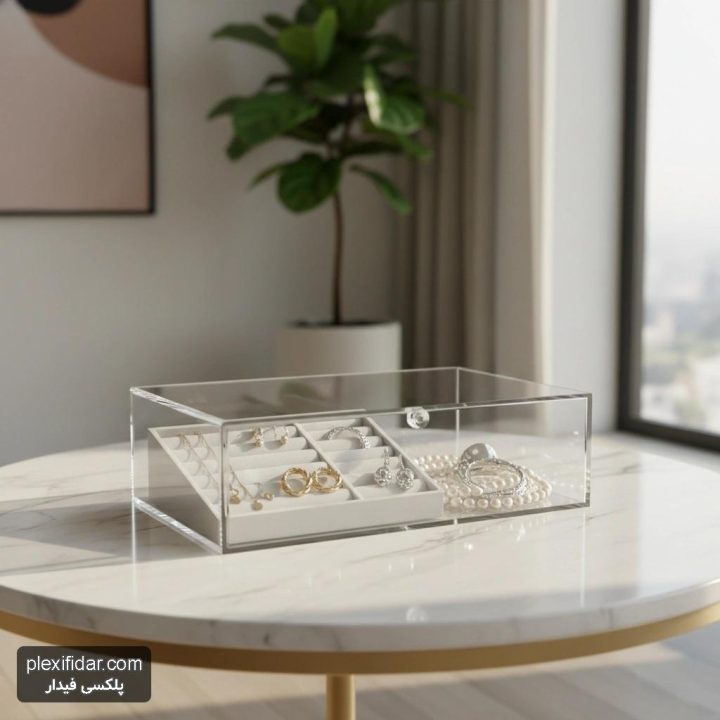 باکس جواهرات پلکسی گلاس؛ شفافیت بی‌نظیر در نظم و زیبایی زیورآلات شما