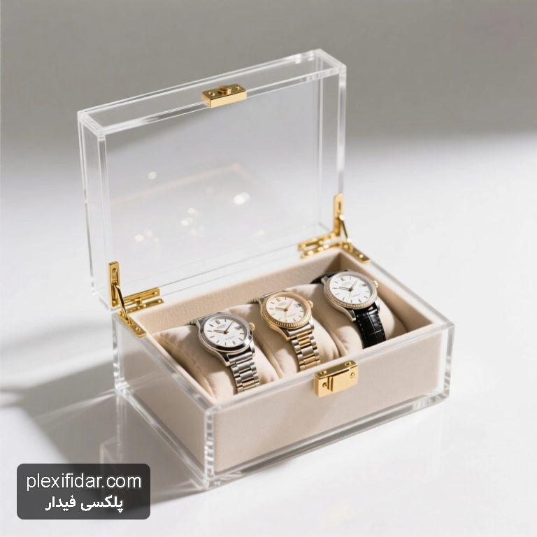باکس ساعت پلکسی گلاس شفاف | نگهدارنده لوکس و مقاوم برای ساعت‌های ارزشمند